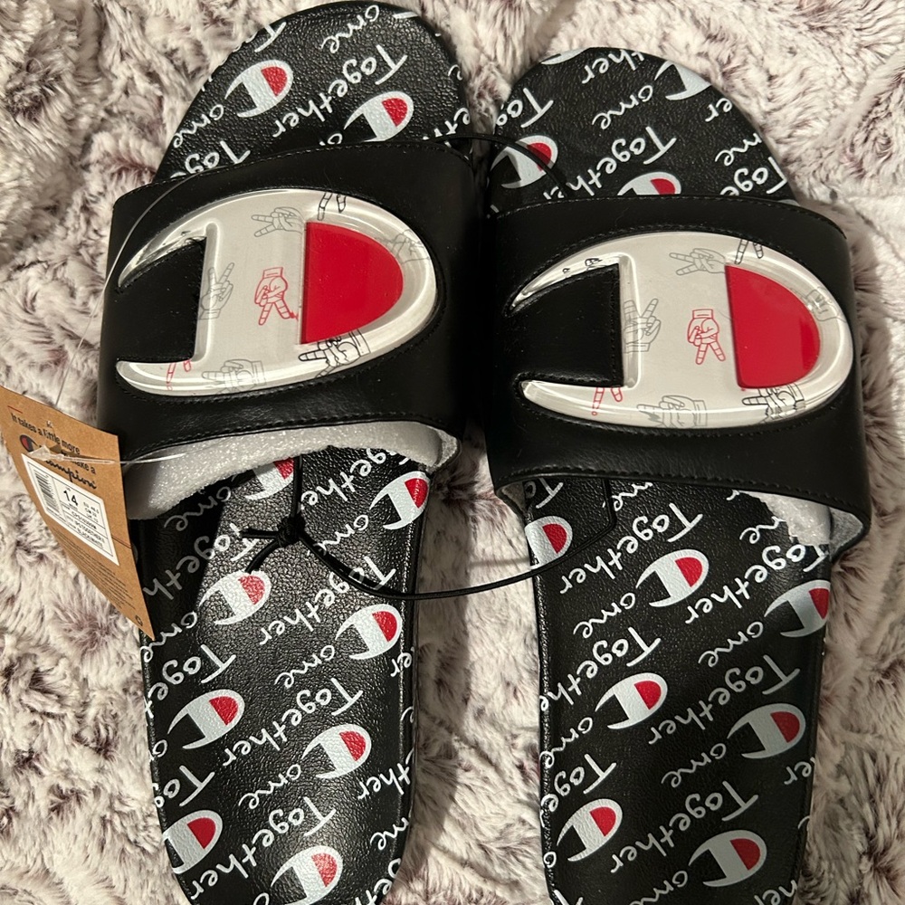 Champion Black and White Slide Sandals
